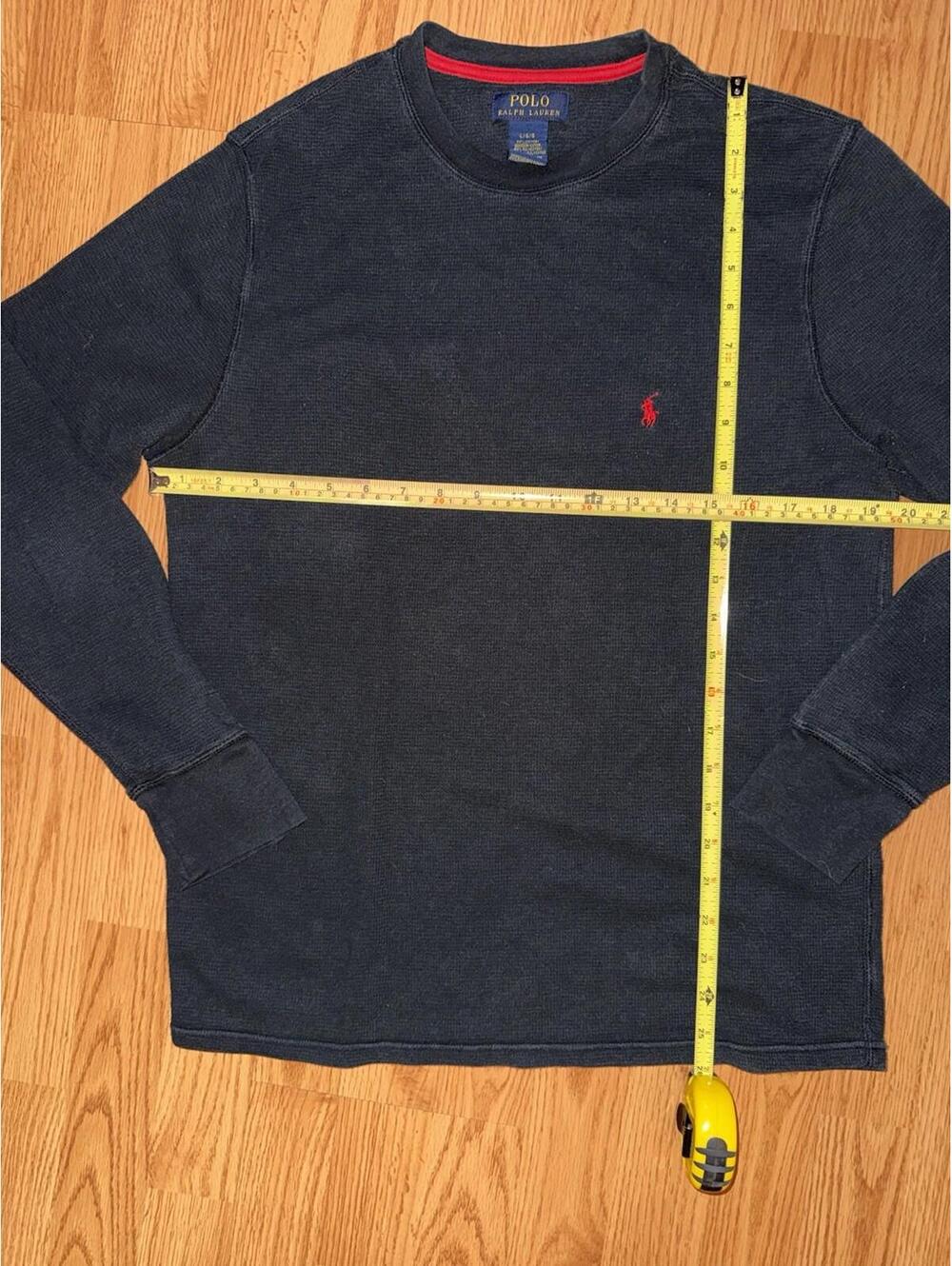 Polo Ralph Lauren mens black thermal Shirt Large Pony Logo Waffle Knit - Picture 5 of 6